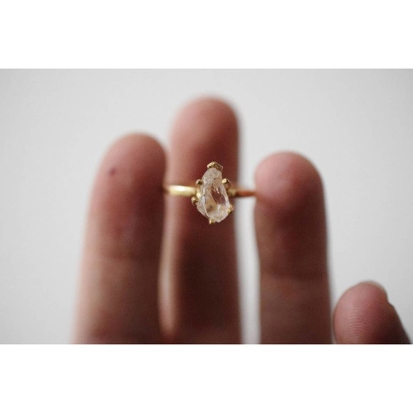 Size 6.5 14k Gold Engagement Ring, Raw stone rings, simple solitaire - Picture 5 of 8